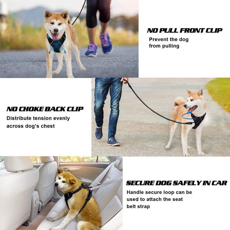 [Australia] - BARKBAY No Pull Dog Harness Large Step in Reflective Dog Harness with Front Clip and Easy Control Handle for Walking Training Running Large(Chest:27-32") Black 