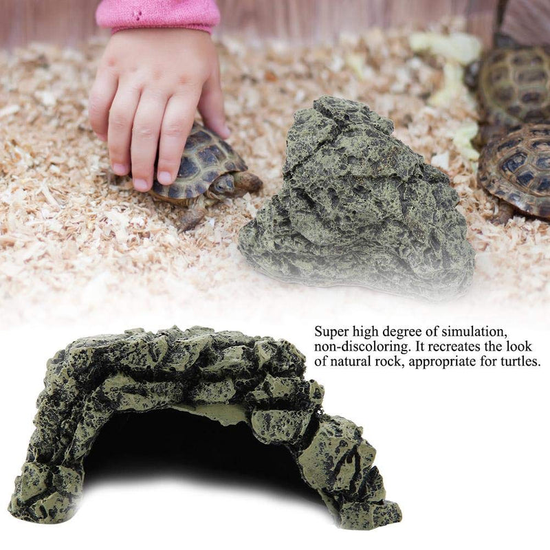 Reptile Hiding Cave Turtle Basking Platform Fish Shrimp Hideouts Aquarium Reptile Terrarium Hiding Decoration for Lizards Turtles Fish(Large) Large - PawsPlanet Australia