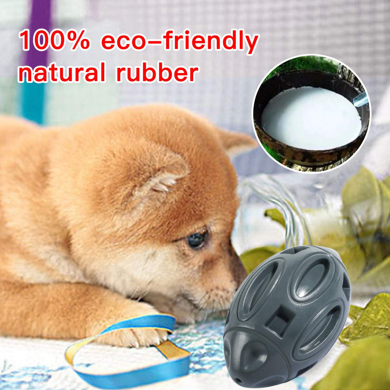 [Australia] - vnice Squeaky Dog Toys for Aggressive Chewers,Elasticity Natural Rubber Football,Puppy Toothbrush,Durable Interactive Pet Toy Ball for Small Medium and Large Breed Grey 