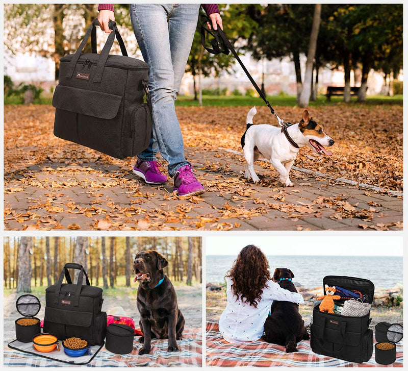 Modoker Airline Approved Pet Travel Bag,Weekend Dog Travel Set for Dog and Cat, Airline Approved Tote Organizer with Multi-Function Pockets Black - PawsPlanet Australia
