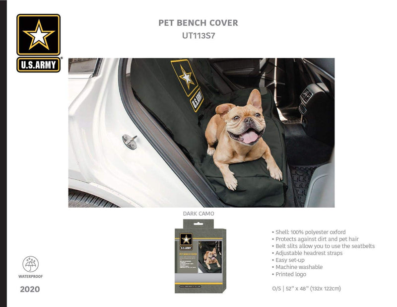 [Australia] - Brave Bark U.S. Army - Pet Bench Seat Cover - Waterproof Car Back Bench Seat Cover Protector for Pets - 52" x 48" 