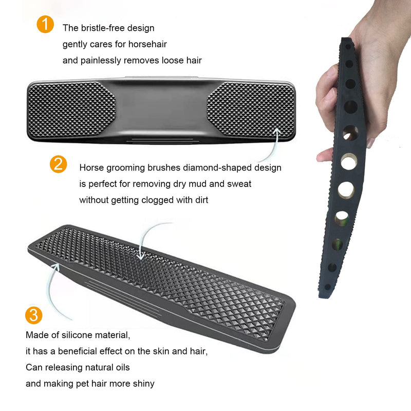 Horse Grooming Brush 6-in-1 Grooming Massage Horse Massage Comb Groomer for Horses Horse Brushes for Grooming, Painlessly Removing Loose Hair, Fur and Dirt - PawsPlanet Australia