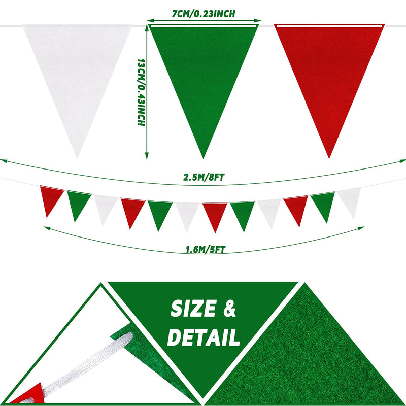 48Ft Red Green White Pennant Banner Christmas Party Triangle Flag Garland Hanging Bunting Flag Banner for Wedding Graduation Birthday Christmas Party Supplies Festival Decors - PawsPlanet Australia