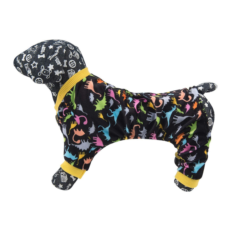 CuteBone Soft Puppy Pajamas Cute Dog Pjs Jumpsuit Pet Clothes Apparel XS(Chest Girth12’’-12.5’’ Back Length7.5’’-8’’) Black Dino - PawsPlanet Australia