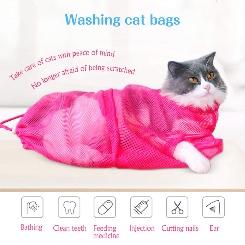 [Australia] - DreamCat Cat Grooming Bag Cat Washing Bag Cat Restraint Bag with Adjustable Cord,Anti-bite and Anti-Scratch for Cat Bathing Examining Nail Trimming 