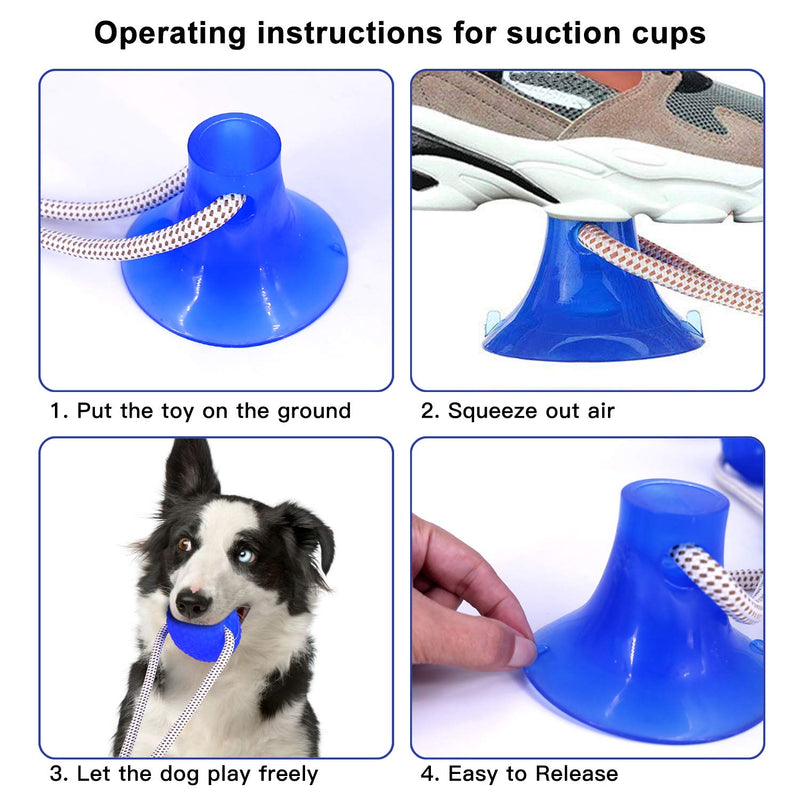 Suction Cup Dog Toy, Multifunction Pet Molar Bite Toy with Strong Rope and Powerful Suction Cup for Tug and Chewing, Helps Clean Teeth Blue - PawsPlanet Australia