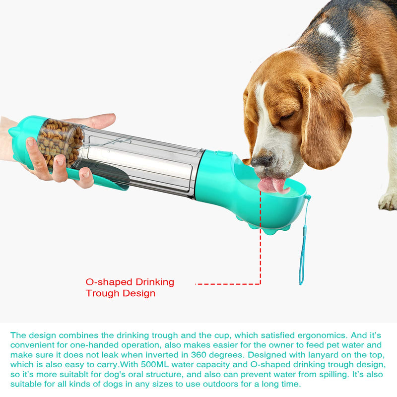 Dog Water Bottle Dispenser Portable Dog Water Bottle for Dogs Dog Travel Water Bottles for Walking with Drinking Feeder and Food Container Drinking Feeder for Pets Outdoor Hiking Blue - PawsPlanet Australia