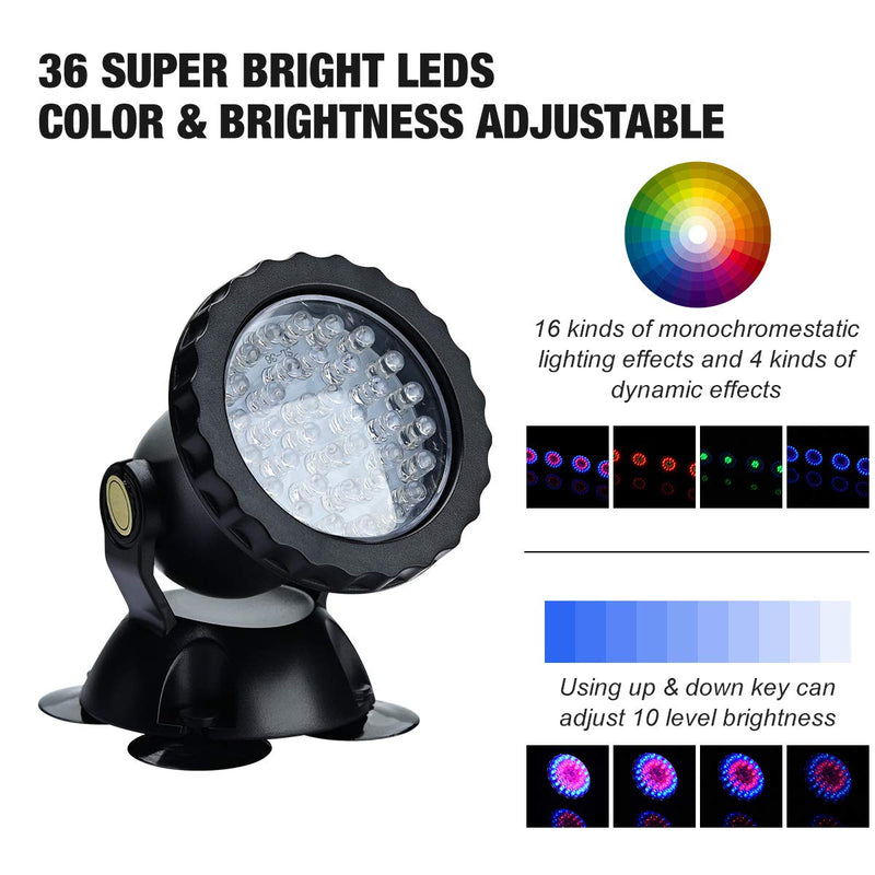 Lychee Waterproof Underwater Spot Lights,Remote Control Amphibious Change Color Submersible Lights for Garden Pond Aquarium Courtyard Swimming Pool Fountain Fish Tank (Set of 1) Set of 1 - PawsPlanet Australia