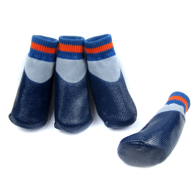 Alfie Pet - Terry Set of 4 Rubber Dipped Dog Paw Protection Socks XX-Small Navy - PawsPlanet Australia