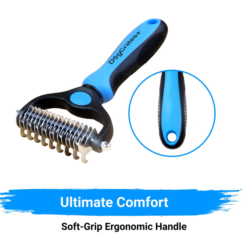 Dog Grooming Tool Undercoat Rake for Dogs & Cats - 2 Sided Dematting Tool Brush for Detangling and Removing Knots Dematting Comb - PawsPlanet Australia