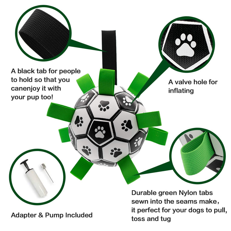 Interactive Dog Toys Dog Soccer Ball with Grab Tabs Dog Tug Toy Dog Water Toy for Outdoor, Durable Dog Ball Toy for Small Medium Dogs and Puppy（6 Inch） - PawsPlanet Australia