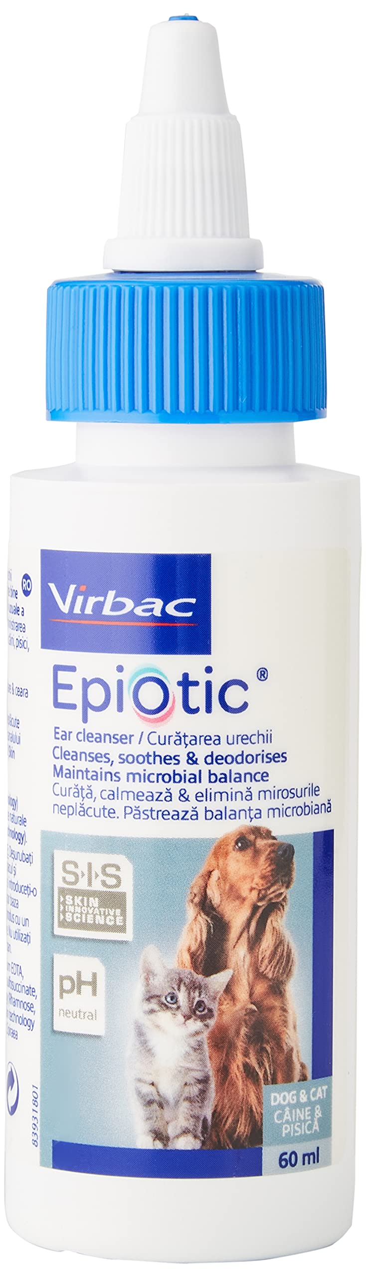 Virbac 3597133075656 Epiotic Ear Cleaner 60 ml 60 ml (Pack of 1) - PawsPlanet Australia