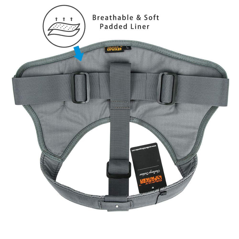 EXCELLENT ELITE SPANKER Tactical Military Dog Harness Vest Working Training with Handle(Grey,L) L Grey - PawsPlanet Australia