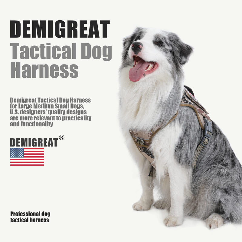 Demigreat Tactical Dog Harness for Large Dogs No Pull,Military Service Dog Harness , Fit Smart Reflective Pet Walking Harness for Training, Adjustable Dog Vest Harness with Handle Green L Large (Pack of 1) ArmyGreen - PawsPlanet Australia