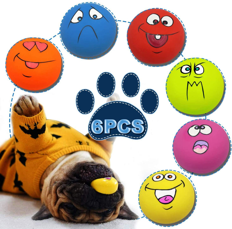 LLSPET Latex Dog Chewing Squeaky Ball Toys Face Fetch Play Toy for Puppy Small Medium Pets Dog cat 6PCS - PawsPlanet Australia