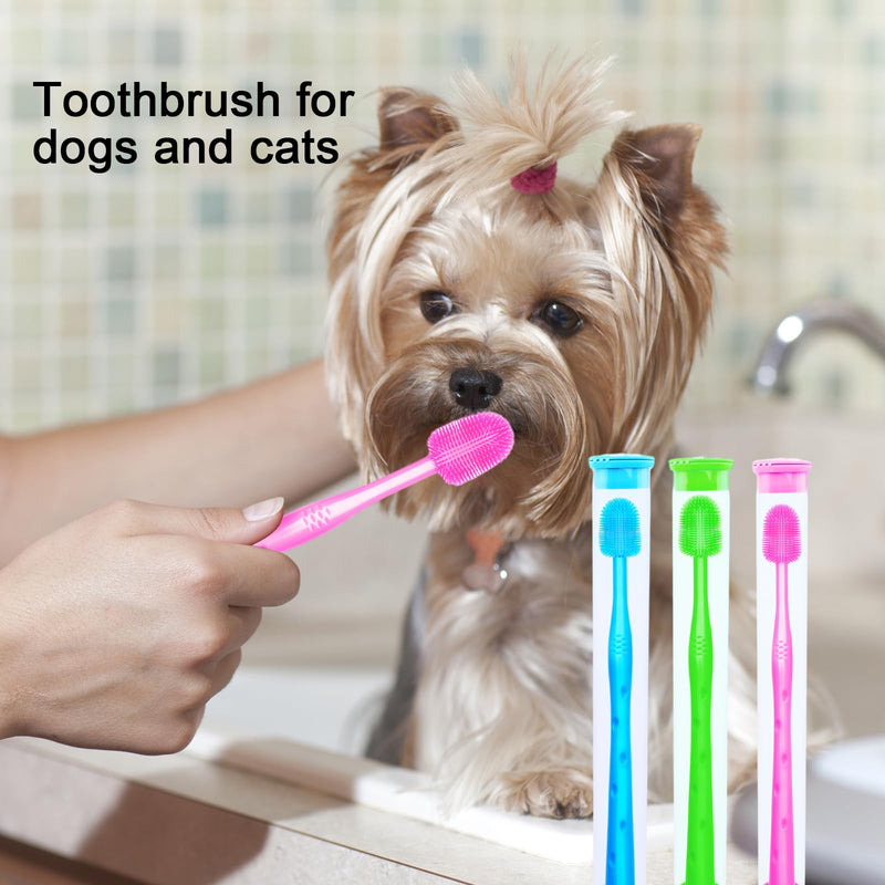 Pack of 9 dog toothbrushes, Mengger 360º Pets Teeth Cleaning Toothbrush for Dogs Cats Dental Care Silicone Bristles Finger Toothbrush for Small Dogs & Cats - PawsPlanet Australia