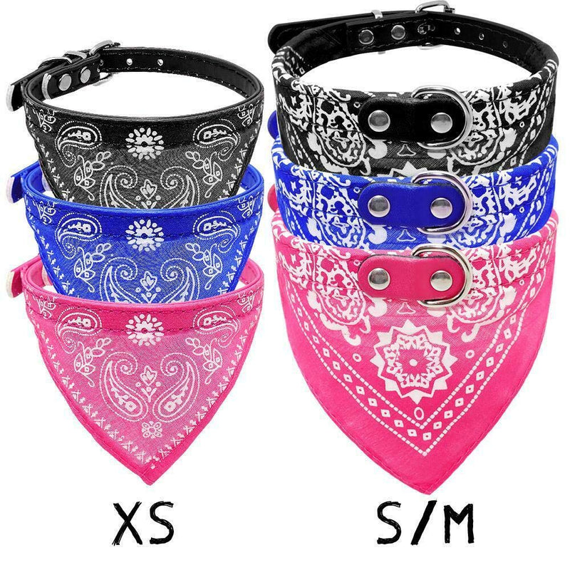 SpeedPets Dog Collar PU Leather Bandana Pet Clothing (X-Small, Black) X-Small - PawsPlanet Australia