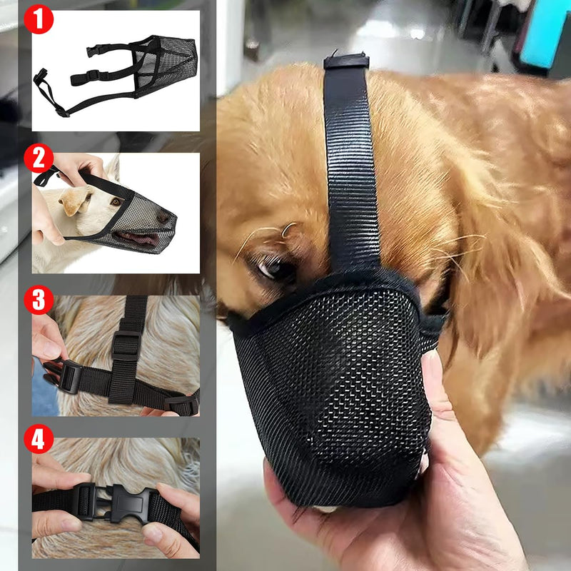Muzzle for dogs, soft adjustable mesh muzzles, muzzle for dogs with rounded mesh, muzzle for small medium large dogs (L) L - PawsPlanet Australia