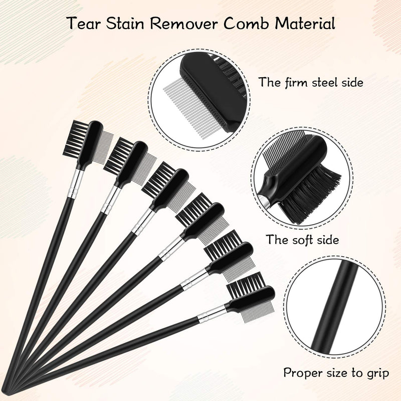 Mudder 6 Pieces Tear Stain Removal Comb Double-Sided Dog Eye Comb Brush Double Head Grooming Comb Multi-Purpose Tool for Small Cats Dogs Removing Crust and Mucus - PawsPlanet Australia