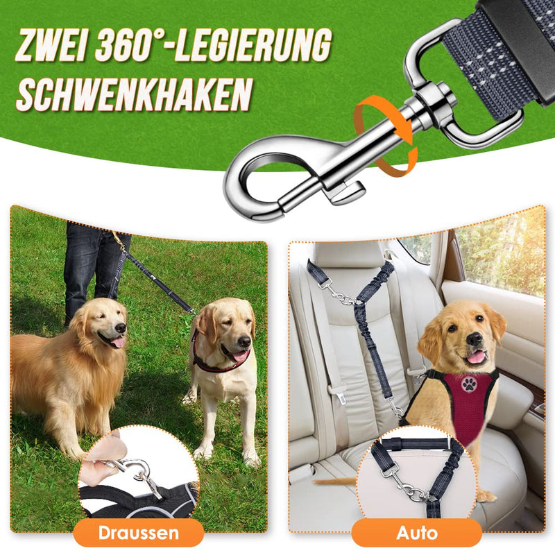 SlowTon Dog Leashes for 2 Dogs, Adjustable Double Leash for Dogs 360° Rotatable No Tangle Dog Leash Splitter with Reflective for Medium and Large Dogs Medium > 9kg blue - PawsPlanet Australia