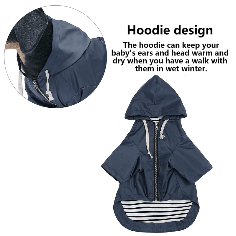 Morezi Dog Zip Up Dog Raincoat With Hood, Rain/Water Resistant, Adjustable Drawstring, Pocket Design, Stylish Premium Dog Raincoats - Size XS to XXL Available - Blue - XS X-Small(Bust: 46CM) - PawsPlanet Australia