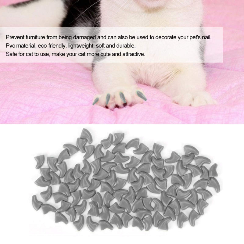 Cat Nail Caps, 100PCS Soft Pet Claws Safe Anti-Scratch Nail Cover Dog Paw Claw Nail Protector Decorative Covers with Glue for Cats Kittens (Grey L) - PawsPlanet Australia