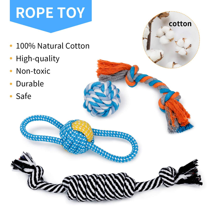 Toozey Puppy Toys, 7 Pack Puppy Chew Toys for Teething, Cute Elephant Dog Toys for Puppies, Durable Plush Squeaky Dog Toys Small Dogs, 100% Natural Cotton Ropes Puppy Teething Toys, Non-Toxic and Safe - PawsPlanet Australia