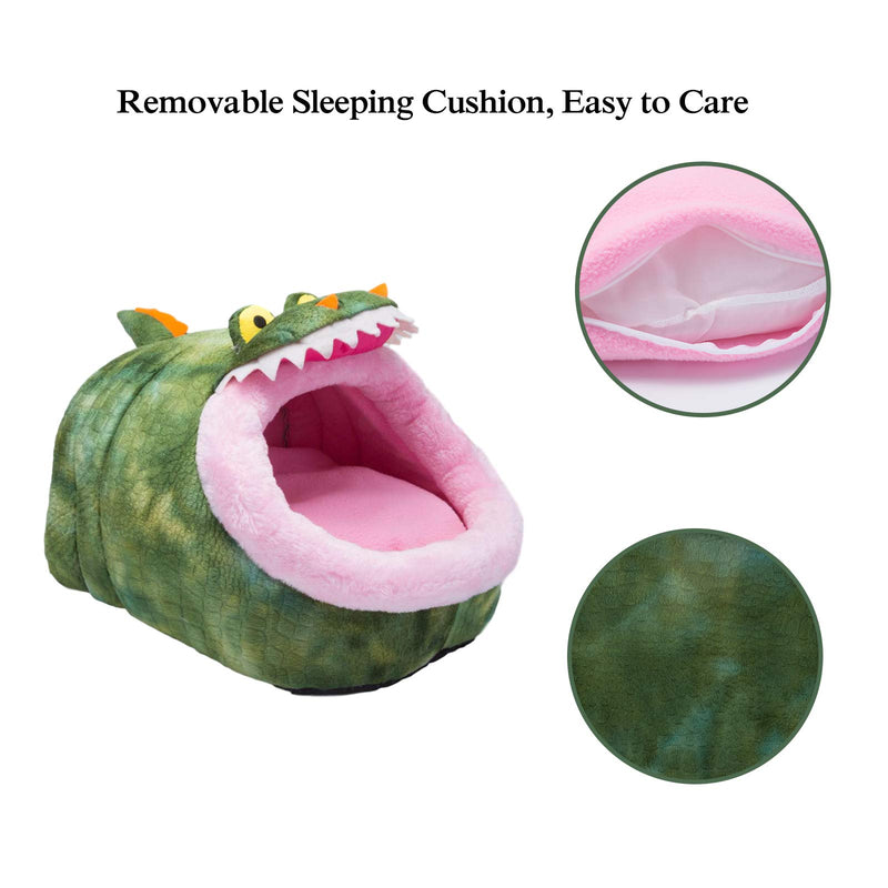 [Australia] - Orangdogo Guinea Pig Bed Accessories Cage Toys Warm Small Animal Pet Bed House for Hedgehog Chinchilla Rabbit Hamster Rat Chinchillas Habitat L Crocodile (Green) 