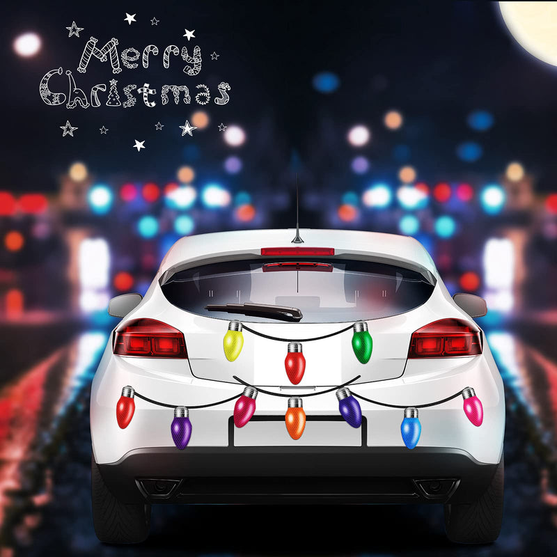Janmini 48 Pieces Christmas Car Magnets Set 24 Pieces Reflective Light Bulb Shaped Car Magnets with 24 Pieces Magnet Wires Reflective Magnet Lights Stickers for Christmas Car Door Refrigerator Decors - PawsPlanet Australia