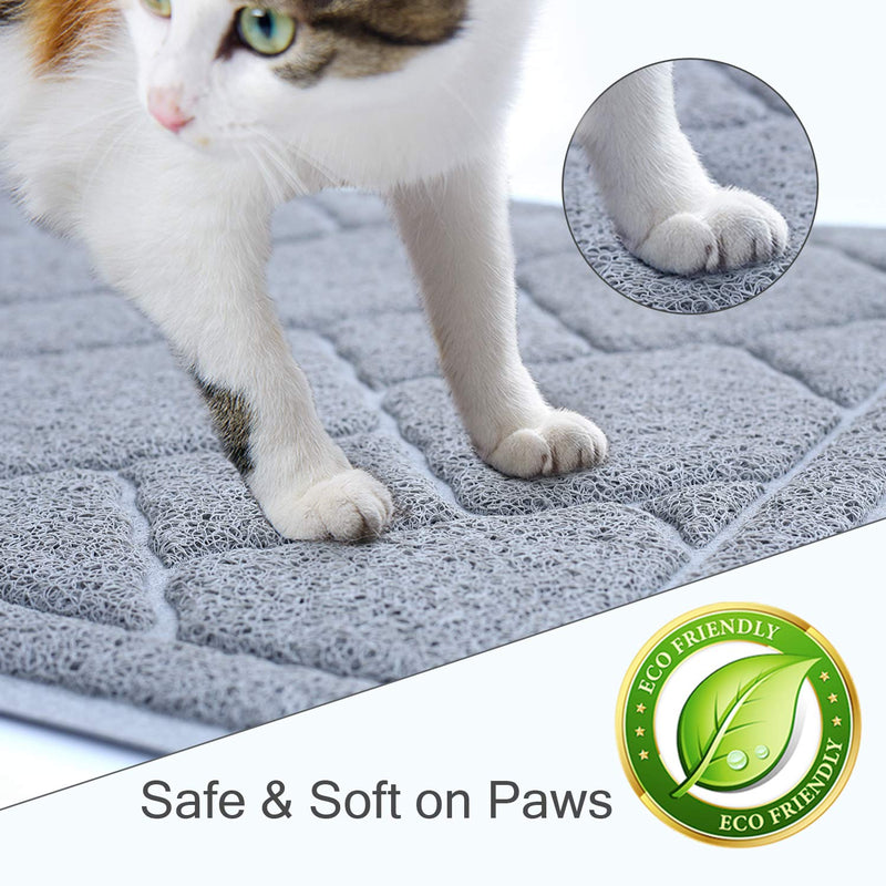 VIVAGLORY Litter Mat, Large 90 × 60cm Cat Litter Tray Mat, Durable & Waterproof Pet Feeding Mat, Easy to Clean, Grey Large-90 × 60cm - PawsPlanet Australia