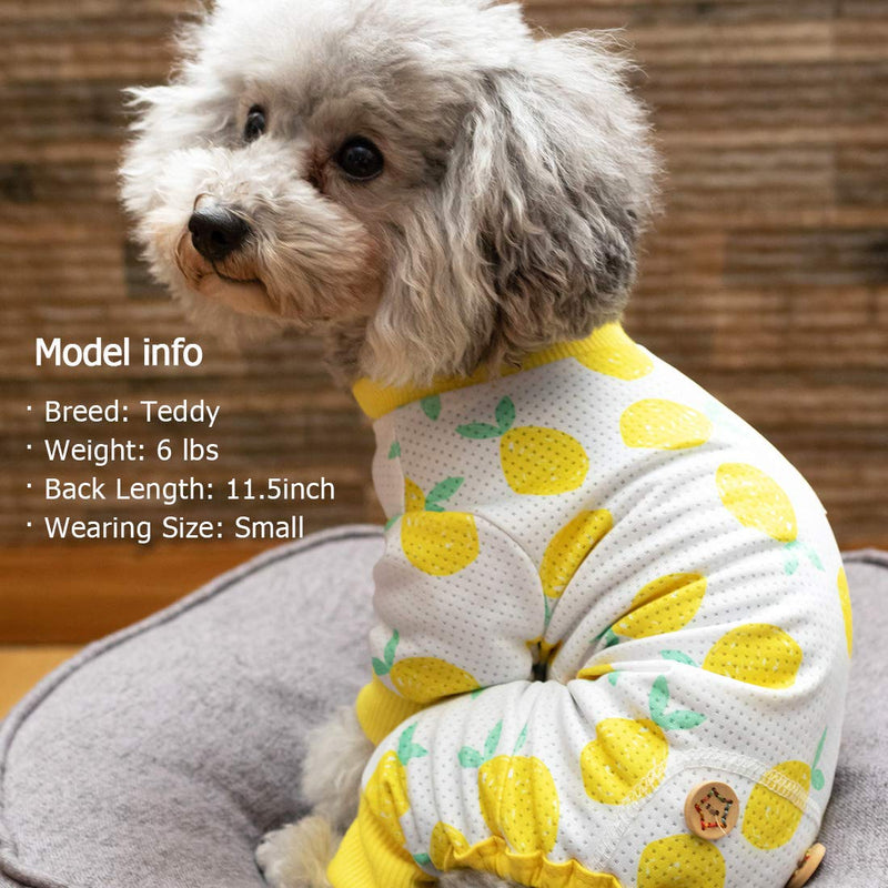 [Australia] - kyeese Dog Pajamas Stretchable Dog Pjs 4 Legs Pet PJS Lemon Lightweight Puppy Cat Pajama Onesie X-Small 