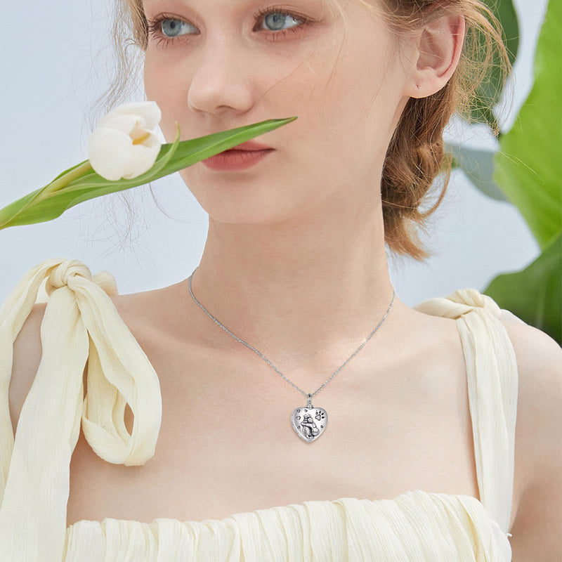 POTOPYY Sterling Silver Dog Urn Necklace for Ashes, Dog Memorial Keepsake Cremation w/Funnel Filler Memorial Jewelry Gifts for Women Girls - PawsPlanet Australia