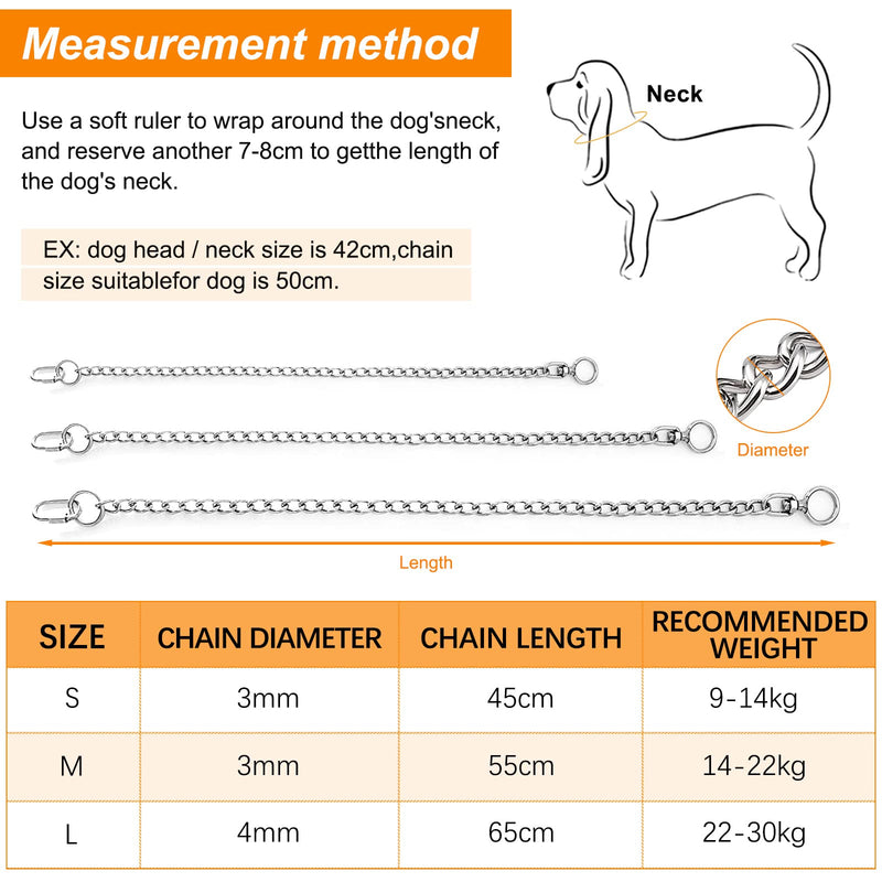 Chain Dog Collar, Stainless Steel Metal Chew Necklace Slip P Chain Collar with Connecting Clasp for Small Medium Large Dogs (A, S) A - PawsPlanet Australia