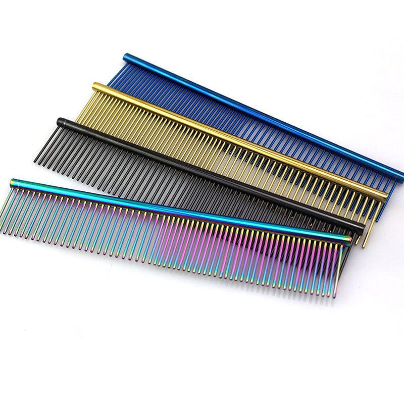 ZoCr Stainless Steel Pet Comb for Dogs Cats, Pet Grooming Comb with Different Spaced Rounded Teeth (Blue) - PawsPlanet Australia