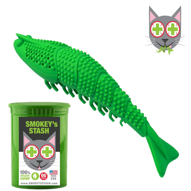 [Australia] - Smokey's Stash Cat Toy Interactive Catnip Dental chew cat Toothbrush refillable with Bell 