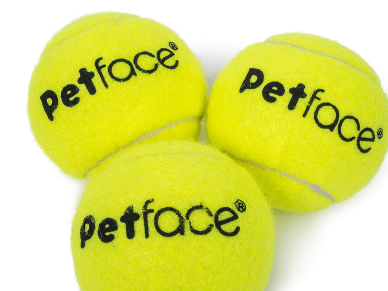 Petface Super Tennis Balls Dog Toy, 6cm, Pack of 3, Yellow - Tennis Ball - PawsPlanet Australia