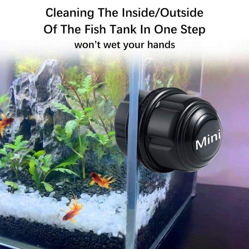 Rosuwa Mini Magnetic Fish Tank Aquarium Cleaner Brush, Magnet Brush for Small Glass Tank and Acrylic Tank, Strong Magnetic, Strong Cleaning, Scratch-Free Black - PawsPlanet Australia