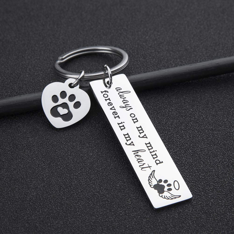 [Australia] - Pet Dog Memorial Keychain for Pet Dog Cat Lover Sympathy Gift Loss of Dog Personalized Remembrance Key Chain with Dog Cat Paw Prints Gifts Forever in My Heart for Pet Owner Men Women 