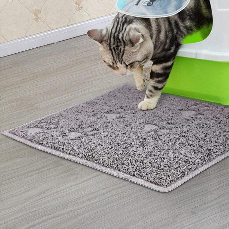 ExeQianming Pet Food Mat Non Slip Dogs Cats Feeding Tray, 40 * 30 cm(15.7 * 11.8inch), Grey - PawsPlanet Australia