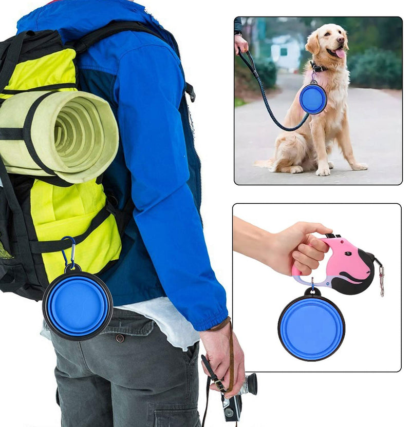 Collapsible Dog Bowl,Collapsible Dog Water Bowls for Cats Dogs, Portable Pet Feeding Watering Dish,Portable Dog Water Food Bowl with Carabiner (Small, Blue) Small(350ML) - PawsPlanet Australia
