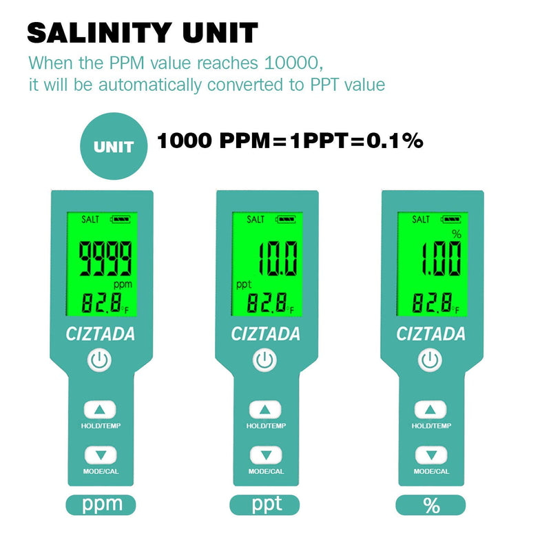 [Australia] - Digital Salinity Tester for Salt Water - Aquarium Salinity Meter with ATC, IP67 Waterproof, 0-200 PPT Large Range Multi-Parameter Tester for Seawater, Fish Tank, Hydroponics 