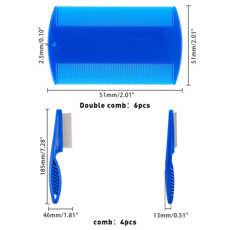 AHANDMAKER Pet Grooming Fine Tooth Hair Combs, 10 Pcs 2 Kinds of Plastic Flea Combs Teeth Durable Remove Float Hair Combing tangled hair Dandruff, 6 Colors - PawsPlanet Australia