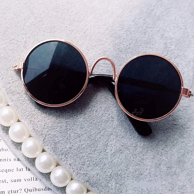 TopE Pet Glasses,Stock Show Funny Cute Dog Cat Retro Fashion Sunglasses Glasses Transparent Eye-wear Protection Puppy Cat,Pet Photos Props for Small/Medium Pet (Gold+Black, Small) Gold+Black S - PawsPlanet Australia