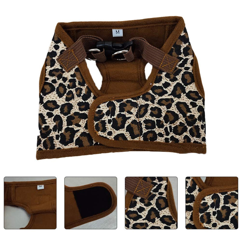 POPETPOP Pet Dog Canvas Chest Harness Vest - Size M (Leopard Print) - PawsPlanet Australia