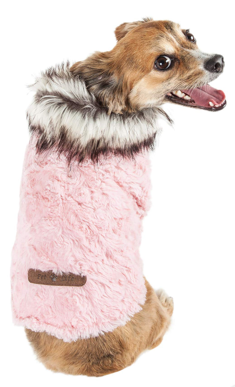 [Australia] - Pet Life Luxe 'Pinkachew' Charming Designer Mink Fur Dog Coat Jacket X-small Pink 