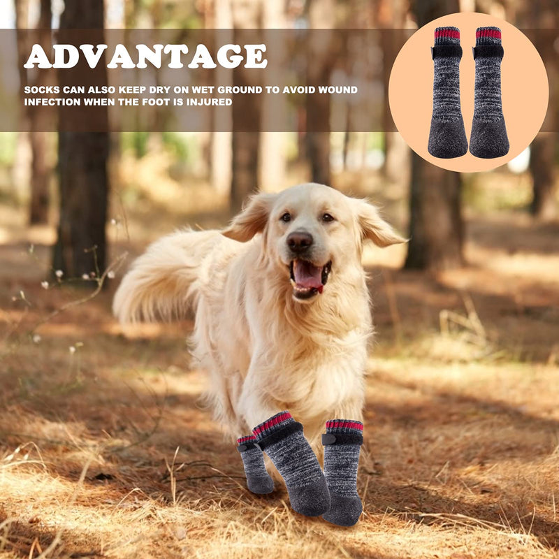 QUACOWW 2 Pairs Dog Socks Anti-Slip Waterproof Rubber Bottom Dog Shoes Rubber Sole Paw Protectors Boots with Adjustable Straps for Indoor Outdoor Wear - PawsPlanet Australia