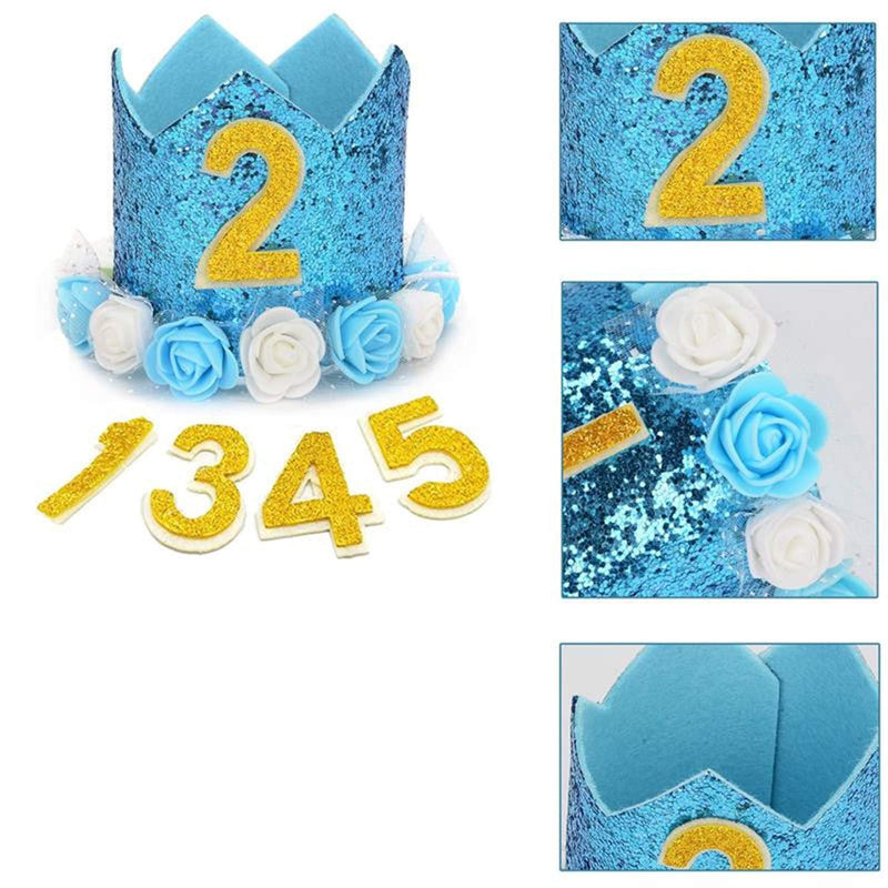 Elionless Pet Birthday Hat, Dog Birthday Crown Hat and Bowtie with 0-9 Figures Charms Party Accessories for Small Medium Dogs Cats (BLUE) BLUE - PawsPlanet Australia