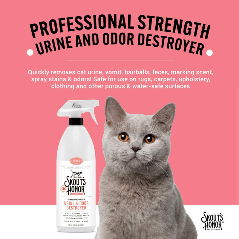 [Australia] - Skout’s Honor: Urine and Odor Destroyer - Remove Stains & Odors, Quickly Eliminate Cat Urine, Vomit & Hairballs, Marking scent - All Natural Professional Strength 