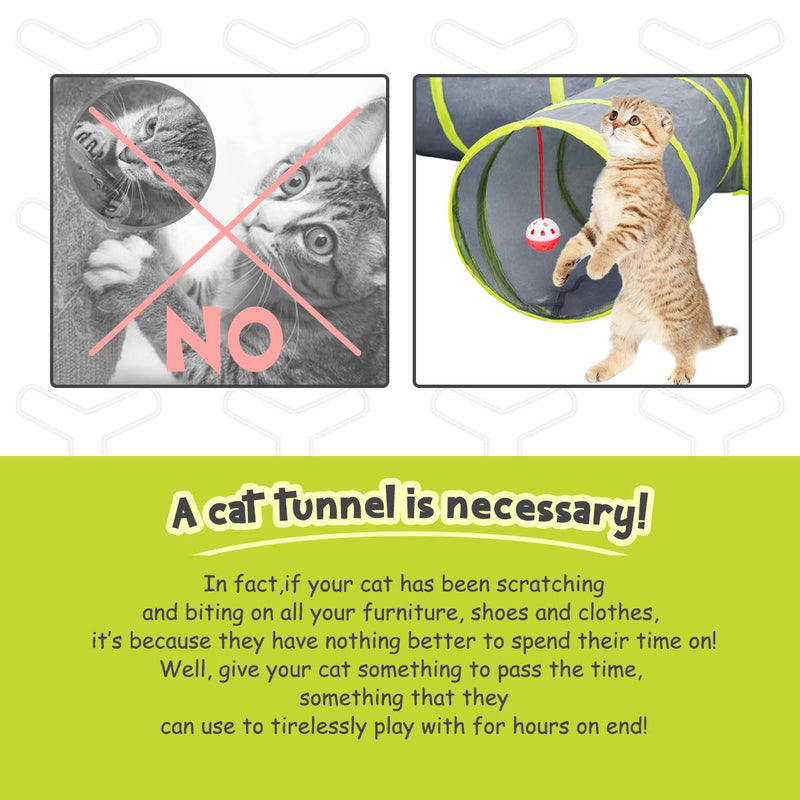 [Australia] - INPODAK 3 Way Cat Tunnel for Indoor Cat, Three Way Kitten Tube Tunnel with Peek Hole, Ferret Tunnel Tube Hideaway Toy, Puppy Rabbit Small Pet Interactive 