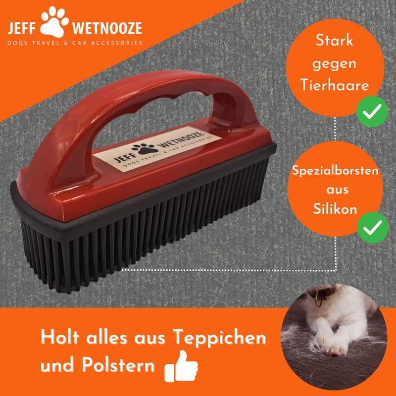 Jeff Wetnooze Silicone Brush Red, Lint Brush and Pet Hair Remover for Upholstery, Car Seats, Carpets and Clothing Plus Grooming (Red) - PawsPlanet Australia
